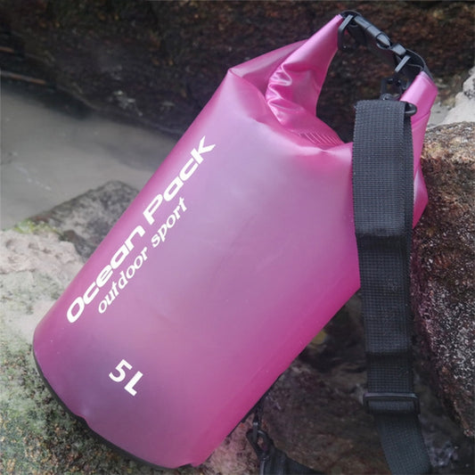 Outdoor Waterproof Single Shoulder Dry Bag Dry Sack PVC Barrel Bag, Capacity: 5L (Rose Red) by bashfashion
