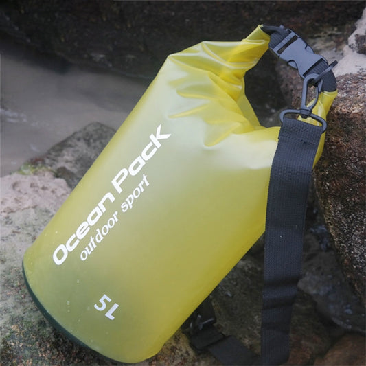 Outdoor Waterproof Single Shoulder Dry Bag Dry Sack PVC Barrel Bag, Capacity: 5L (Yellow) by bashfashion