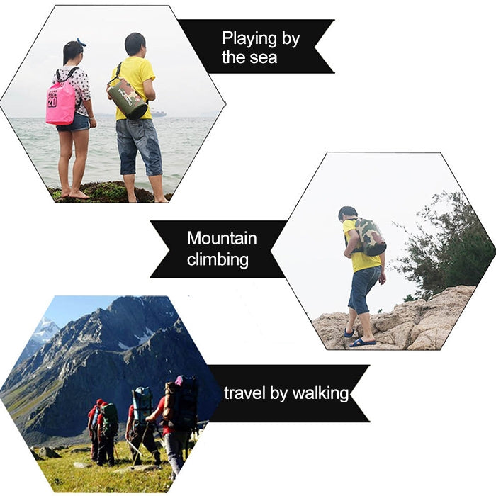 Outdoor Waterproof Double Shoulder Bag Dry Sack PVC Barrel Bag, Capacity: 20L (Orange) by bashfashion