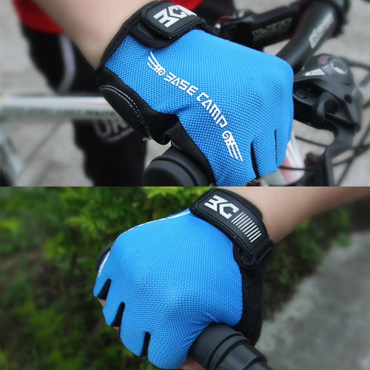 BaseCamp BC-204 Bicycle Half Finger Gloves Lycra Fabric Cycling Gloves, Size: S(Blue) by bashfashion