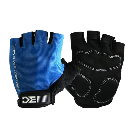 BaseCamp BC-204 Bicycle Half Finger Gloves Lycra Fabric Cycling Gloves, Size: L(Blue) by bashfashion