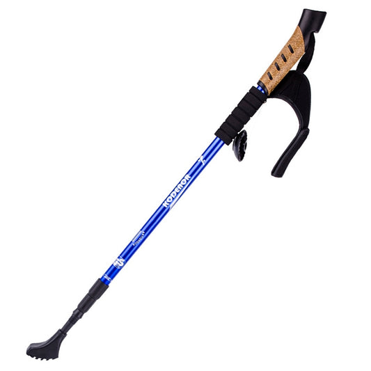 KODENOR Outdoor Mountaineering Portable Foldable Aluminium Alloy Straight Handle Alpenstocks Trekking Poles, Length : 66-135CM (Blue) by bashfashion