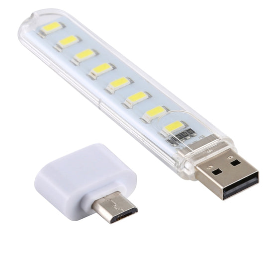 8LEDs 5V 200LM USB LED Book Light Portable Night Light, with Micro Adapter(White Light) by bashfashion