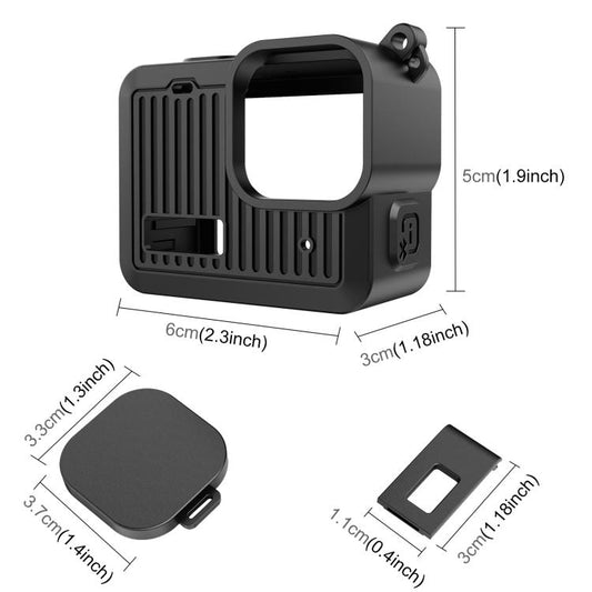 For GoPro HERO 4K 2024 PULUZ Silicone Protective Case Side Interface Cover with Wrist Strap & Lens Cover (Black) by PULUZ