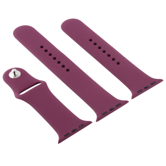 For Apple Watch Ultra 49mm & Watch Ultra 2 49mm / Series 9&8&7 45mm / SE 3&SE 2&6&SE&5&4 44mm / 3&2&1 42mm 3 in 1 Rubber Watch Band with Pin Buckle(Violet) by bashfashion