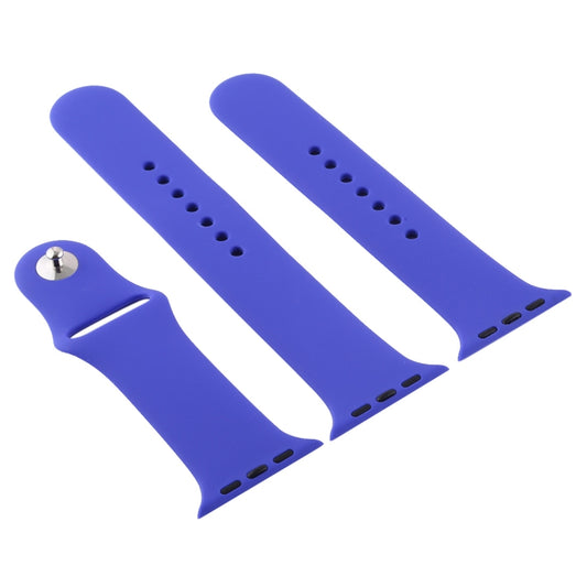 For Apple Watch Ultra 49mm & Watch Ultra 2 49mm / Series 9&8&7 45mm / SE 3&SE 2&6&SE&5&4 44mm / 3&2&1 42mm 3 in 1 Rubber Watch Band with Pin Buckle(Deep Royal Blue) by bashfashion