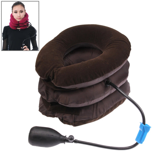 Three-Layer Cervical Vertebra Tractor Neck Massager(Brown) by bashfashion