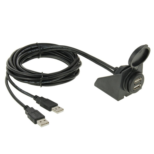 2 USB 2.0 Male to Female Extension Cable with Car Flush Mount, Length: 2m by bashfashion