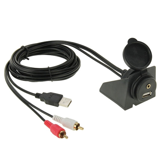 USB 2.0 & 2 RCA Male to USB 2.0 & 3.5mm Female Adapter Cable with Car Flush Mount, Length: 2m by bashfashion