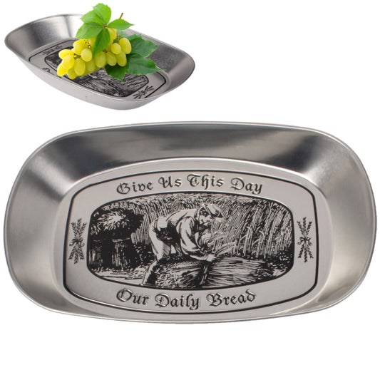 Stainless Steel Multi-purpose Tray Fruit Bowl Dessert Plate (Random Delivery) by bashfashion