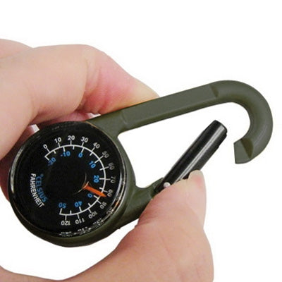 Carabiner Key Compass & Thermometer Hiking Outdoor Travel by bashfashion