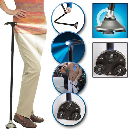 Ultra-light Handle Dependable Walking Magic Foldable Trusty Cane with Built-in Light by bashfashion