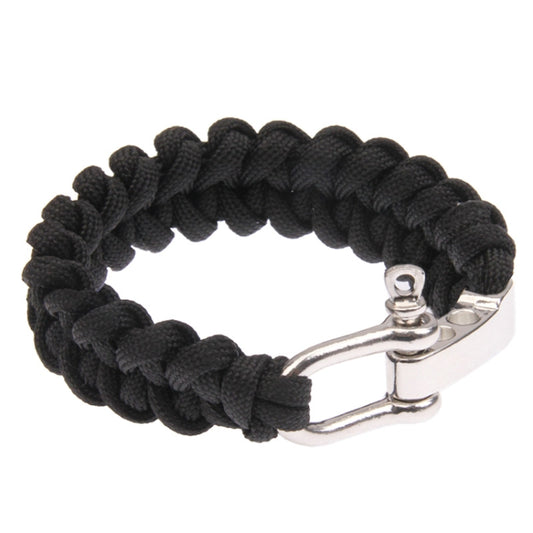 Multi-functional Nylon Braided Survival Bracelets with Adjustable Stainless Steel Shackle(Black) by bashfashion