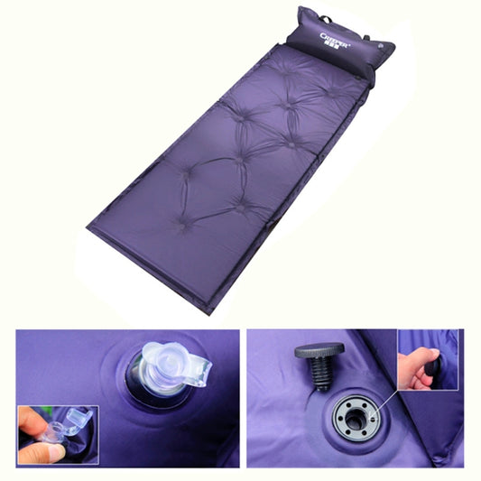 Automatic Inflatable Sleeping Pad Moisture Proof Pad with Pillow(Purple) by bashfashion