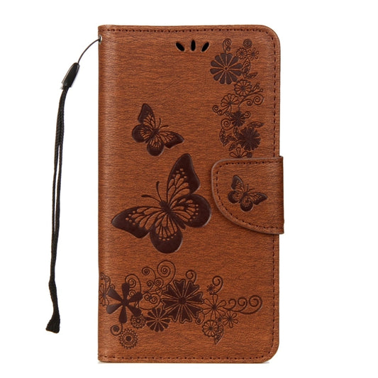 For Galaxy A8 (2018) Vintage Embossed Floral Butterfly Pattern Horizontal Flip Leather Case with Card Slot & Holder & Wallet & Lanyard(Brown) by bashfashion