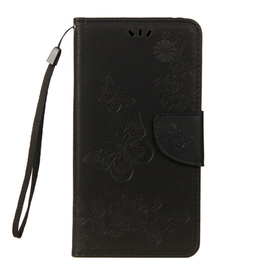For Galaxy A8+ (2018) Vintage Embossed Floral Butterfly Pattern Horizontal Flip Leather Case with Card Slot & Holder & Wallet & Lanyard(Black) by bashfashion