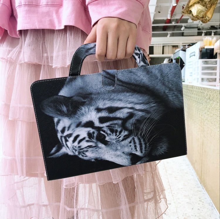 White Tiger Pattern Horizontal Flip Leather Case for Galaxy Tab A 10.1 (2019) T510 / T515, with Holder & Card Slot & Wallet by bashfashion