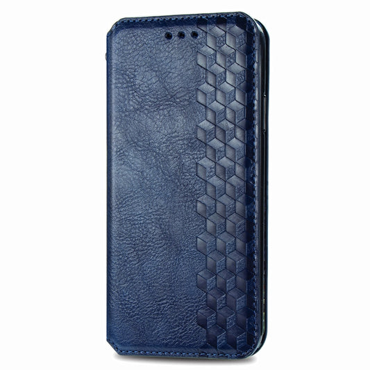 For Oppo Reno4 Pro 4G Cubic Grid Pressed Horizontal Flip Magnetic PU Leather Case with Holder & Card Slots & Wallet(Blue) by bashfashion