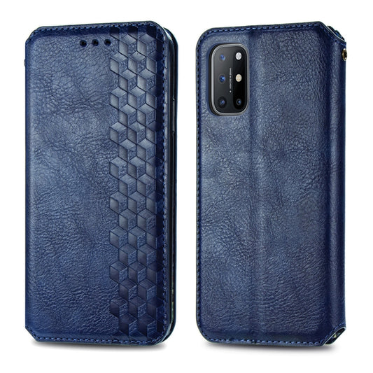 For OnePlus 8T Cubic Grid Pressed Horizontal Flip Magnetic PU Leather Case with Holder & Card Slots & Wallet(Blue) by bashfashion