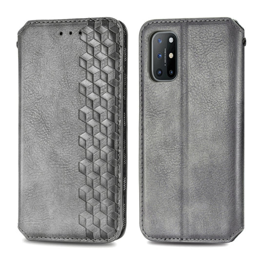 For OnePlus 8T Cubic Grid Pressed Horizontal Flip Magnetic PU Leather Case with Holder & Card Slots & Wallet(Grey) by bashfashion