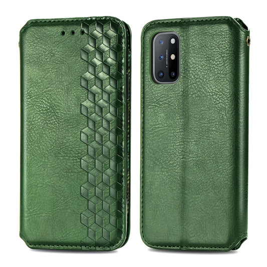 For OnePlus 8T Cubic Grid Pressed Horizontal Flip Magnetic PU Leather Case with Holder & Card Slots & Wallet(Green) by bashfashion