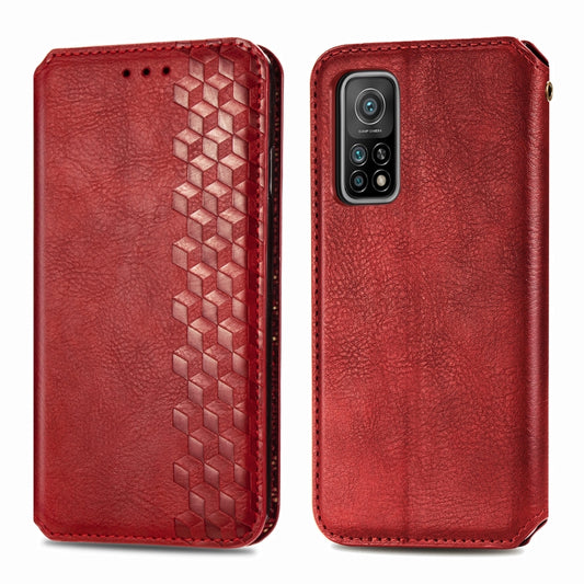 For Xiaomi Mi 10T / Redmi K30S Cubic Grid Pressed Horizontal Flip Magnetic PU Leather Case with Holder & Card Slots & Wallet(Red) by bashfashion