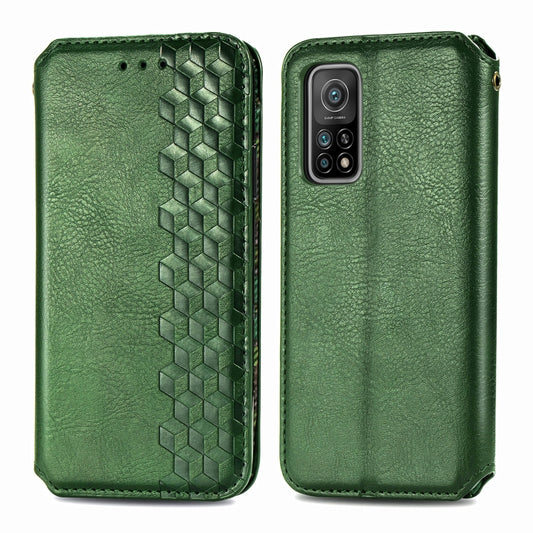 For Xiaomi Mi 10T / Redmi K30S Cubic Grid Pressed Horizontal Flip Magnetic PU Leather Case with Holder & Card Slots & Wallet(Green) by bashfashion