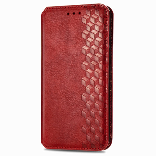 For Motorola G9 power Cubic Grid Pressed Horizontal Flip Magnetic PU Leather Case with Holder & Card Slots & Wallet(Red) by bashfashion