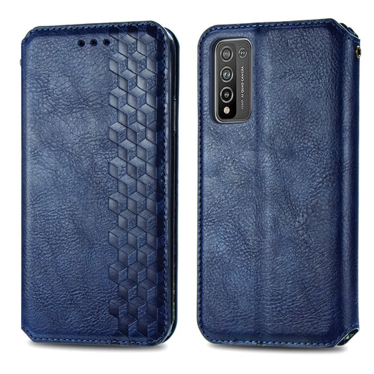 For Huawei Honor 10 X Lite Cubic Grid Pressed Horizontal Flip Magnetic PU Leather Case with Holder & Card Slots & Wallet(Blue) by bashfashion