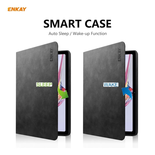 For Samsung Galaxy Tab A7 10.4 T500 / T505 2020 / 2022 ENKAY Cow Texture TPU Leather Smart Case(Black) by ENKAY