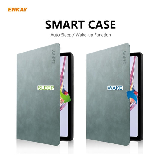 For Samsung Galaxy Tab A7 10.4 T500 / T505 2020 / 2022 ENKAY Cow Texture TPU Leather Smart Case(Green) by ENKAY