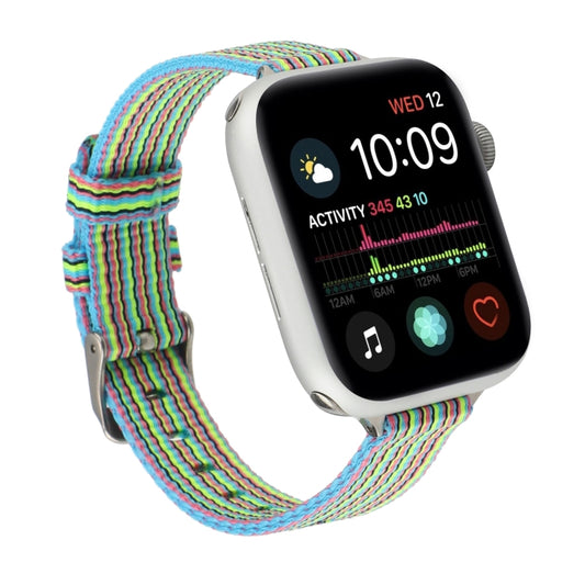 Woven Canvas Nylon Wrist Strap Watch Band For Series 7 41mm / 6 & SE & 5 & 4 40mm / 3 & 2 & 1 38mm(Blue Green) by bashfashion