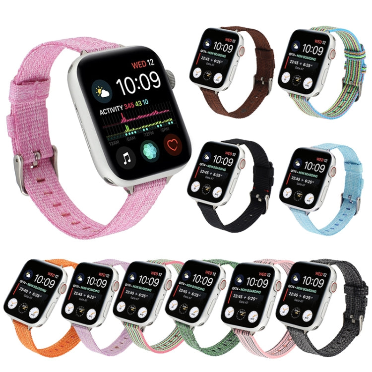Woven Canvas Nylon Wrist Strap Watch Band For Series 7 41mm / 6 & SE & 5 & 4 40mm / 3 & 2 & 1 38mm(Pink) by bashfashion