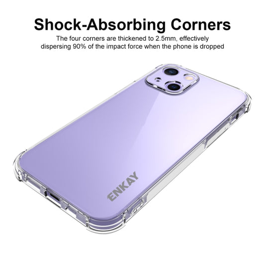 For iPhone 13 mini Hat-Prince ENKAY Clear TPU Shockproof Soft Case Drop Protection Cover + Full Coverage Tempered Glass Protector Film by ENKAY