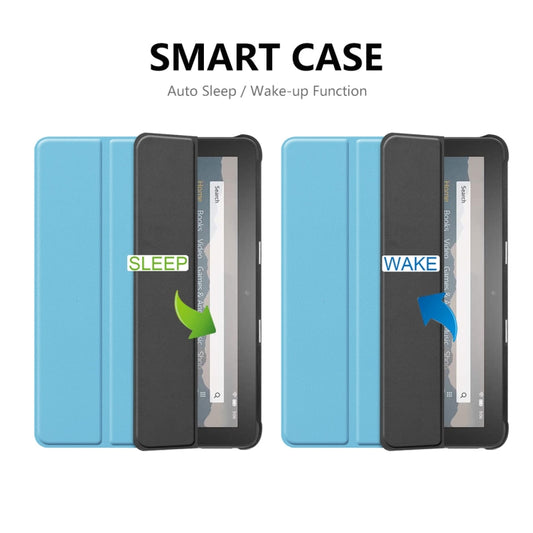 For Amazon Fire HD 8 / HD 8 Plus (2020) ENKAY Custer Texture Horizontal Flip PU+PC Leather Case with Three-folding Holder & Sleep / Wake-up Function(Light Blue) by ENKAY