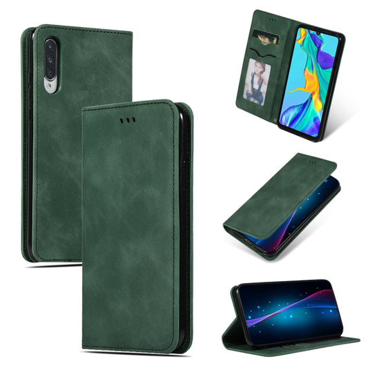 Retro Skin Feel Business Magnetic Horizontal Flip Leather Case for Huawei P30(Army Green) by bashfashion