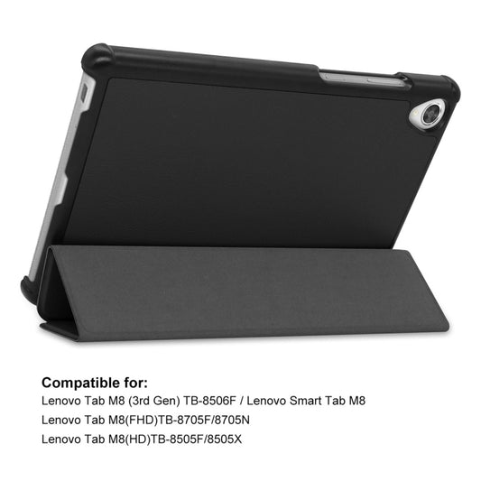 For Lenovo Tab M8 1/2/3 ENKAY Custer Texture Horizontal Flip PU+PC Leather Case with Three-folding Holder(Black) by ENKAY