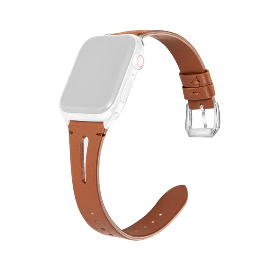 Leather Strap For Apple Watch Series 9&8&7 41mm / SE 3&SE 2&6&SE&5&4 40mm / 3&2&1 38mm(Brown) by bashfashion