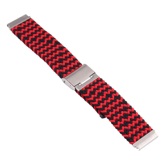 For Samsung Galaxy Watch 4 / Watch 5 20mm Nylon Braided Metal Buckle Watch Band(W Black Red) by bashfashion