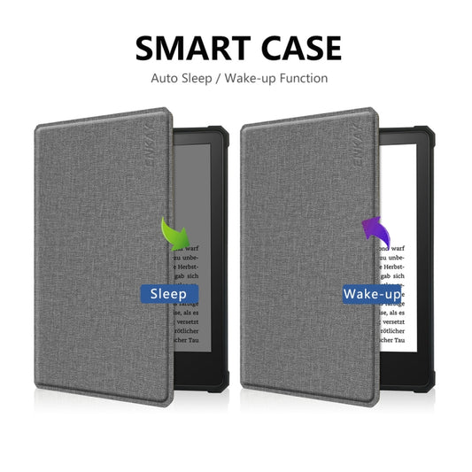 For Amazon Kindle Paperwhite 5 2021 ENKAY Solid Color Denim Texture Horizontal Flip Leather Tablet Case with Sleep / Wake-up Function(Grey) by ENKAY
