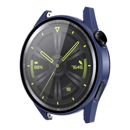For Huawei Watch GT 3 42mm ENKAY Matte PC Frame + Tempered Glass Protector Case(Dark Blue) by ENKAY