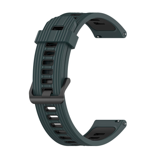 For Garmin Move Style 20mm Striped Mixed-Color Silicone Watch Band(Olive Green+Black) by bashfashion