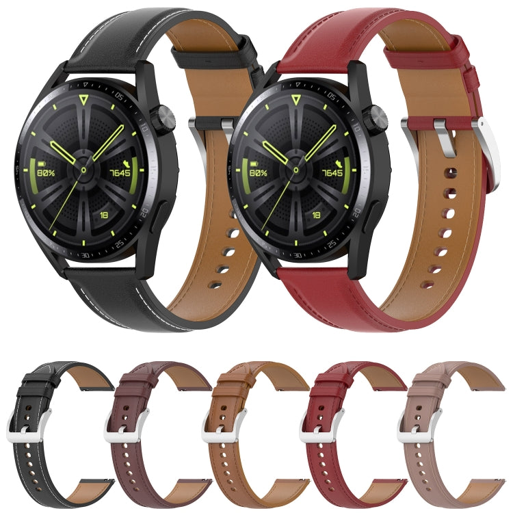 For Samsung Galaxy Watch 46mm Calf Texture Sewing Thread Watch Band(Red) by bashfashion