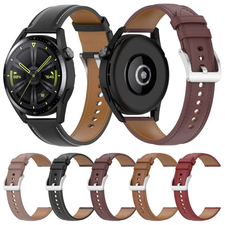 For Huami Amazfit GTR 3 / GTR 3 Pro Calf Texture Sewing Thread Watchband(Pink) by bashfashion