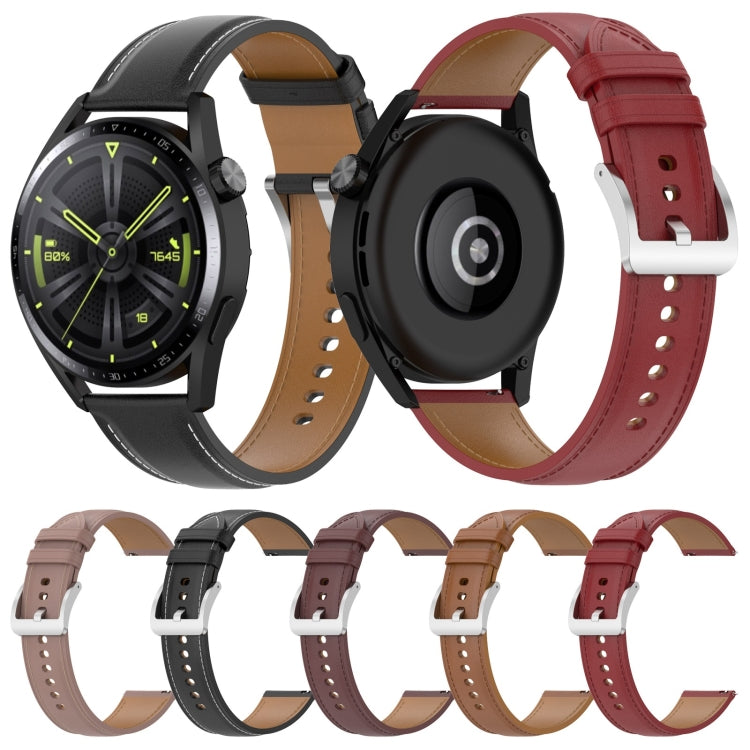 For Huami Amazfit GTS 3 / GTS 2 Calf Texture Sewing Thread Watchband(Pink) by bashfashion