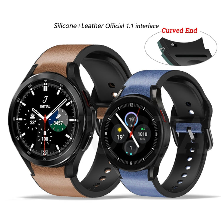 For Samsung Galaxy Watch 4 Classic 42mm 20mm Silicone Pasted Leather Watch Band(Black) by bashfashion