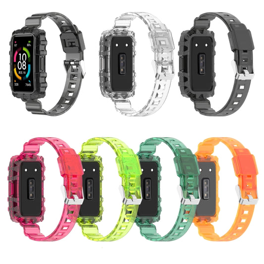 For Huawei Band 6 One-Piece Transparent Silicone Watch Band(Transparent) by bashfashion