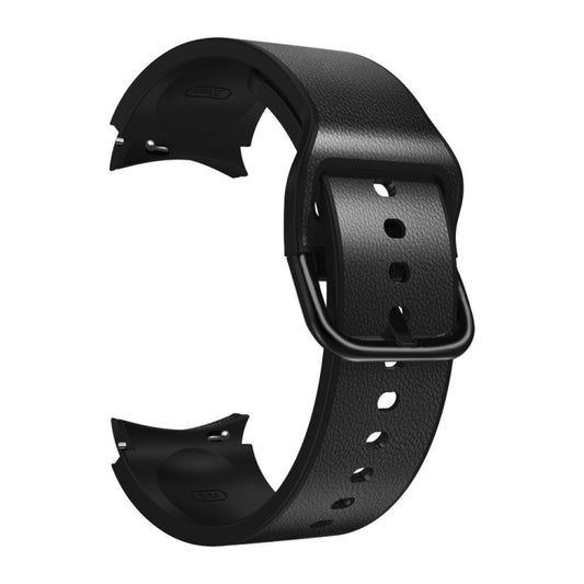 For Samsung Galaxy Watch 5 40mm Silicone Adhesive Leather Watch Band(Black) by bashfashion