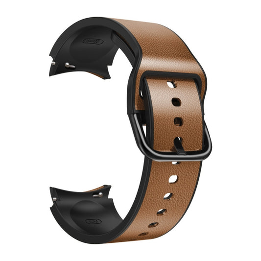 For Samsung Galaxy Watch 5 Pro 45mm Silicone Adhesive Leather Watch Band(Light Brown) by bashfashion
