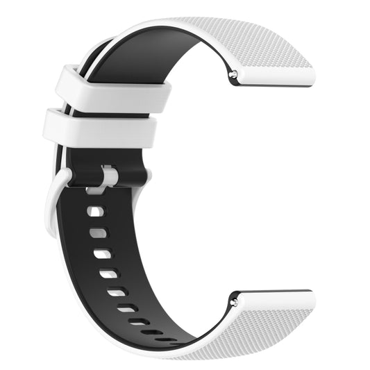 For Garmin Venu 20mm Checkered Two-Color Silicone Watch Band(White+Black) by bashfashion